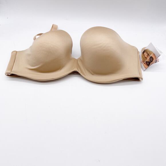 Curvy Couture Women's Beige‎ Strapless Padded Underwire Bra Size 38C